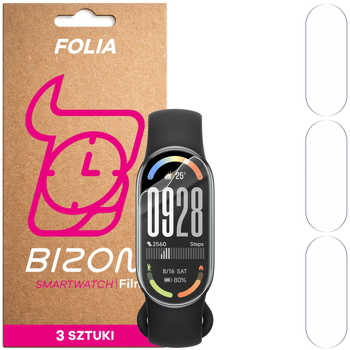 Schutzfolie für den Bildschirm für Xiaomi Smart Band 10, Bizon Watch HydroFlex, 3 Stück