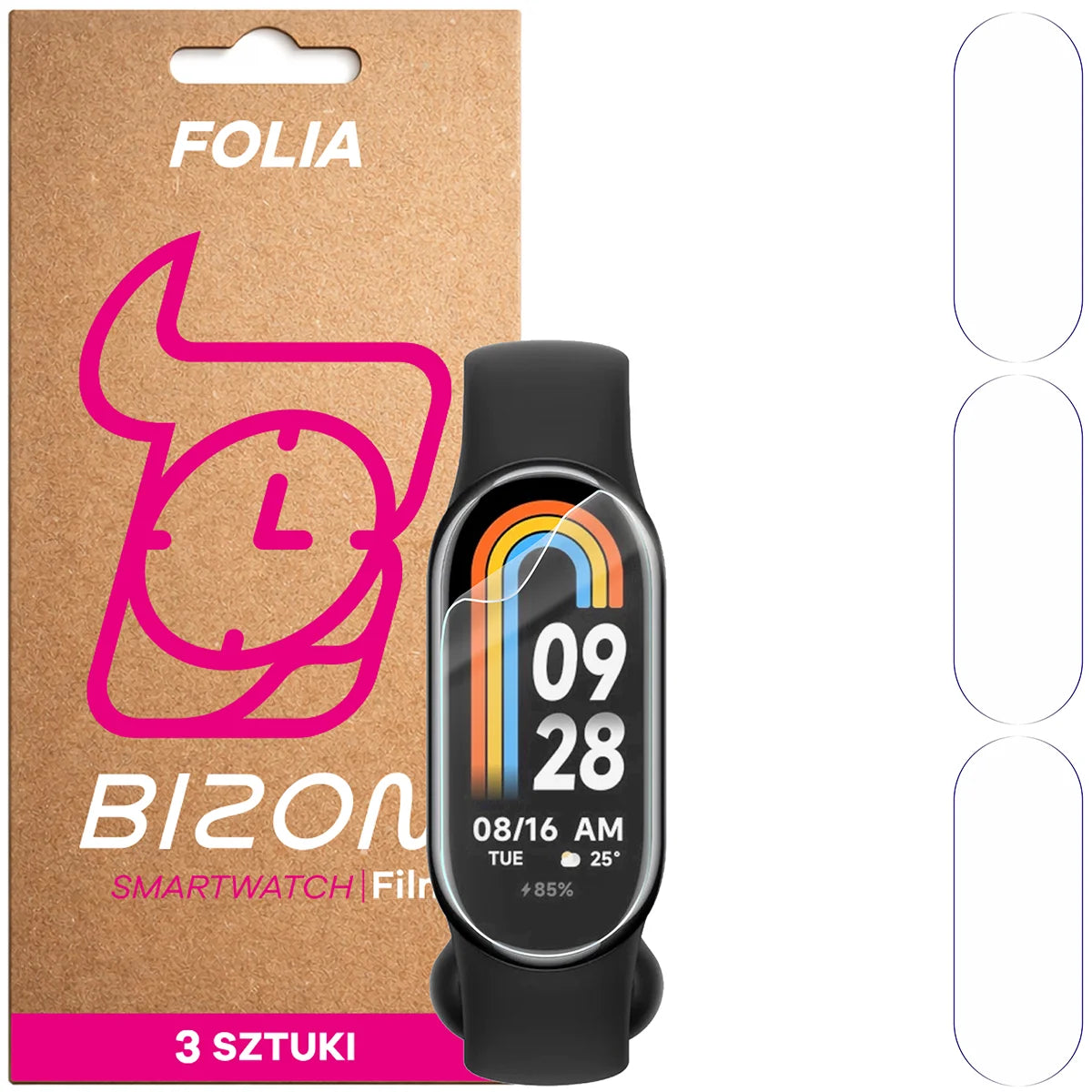 Schutzfolie für den Bildschirm für Xiaomi Smart Band 8, Bizon Watch HydroFlex, 3 Stück