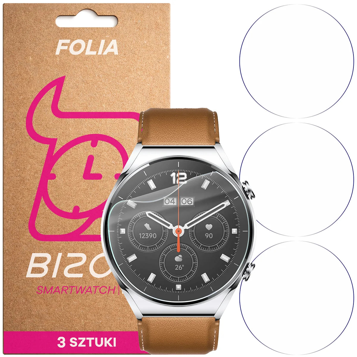 Schutzfolie für den Bildschirm für Xiaomi Watch S1, Bizon Watch HydroFlex, 3 Stück (1/5)