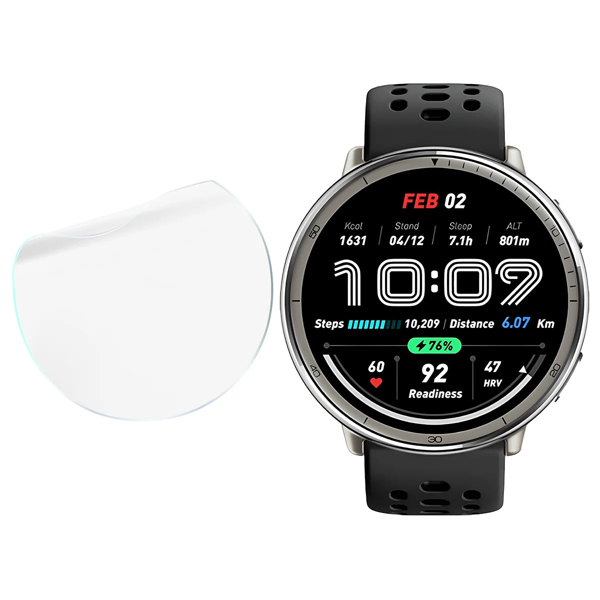 Schutzfolie für den Bildschirm für Amazfit Active 2, Bizon Watch HydroFlex, 6 Stück