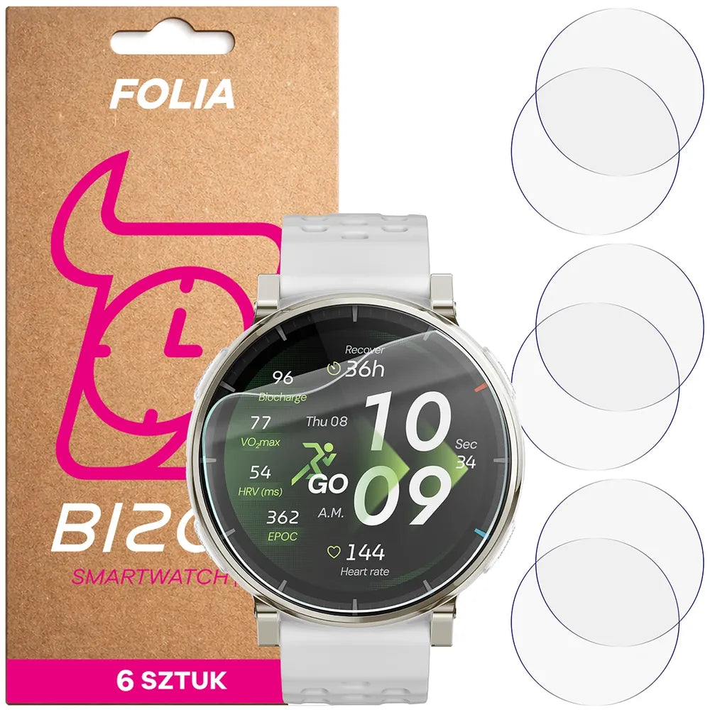 Schutzfolie für den Bildschirm für Amazfit Active 3 Premium, Bizon Watch HydroFlex, 6 Stück (1/5)