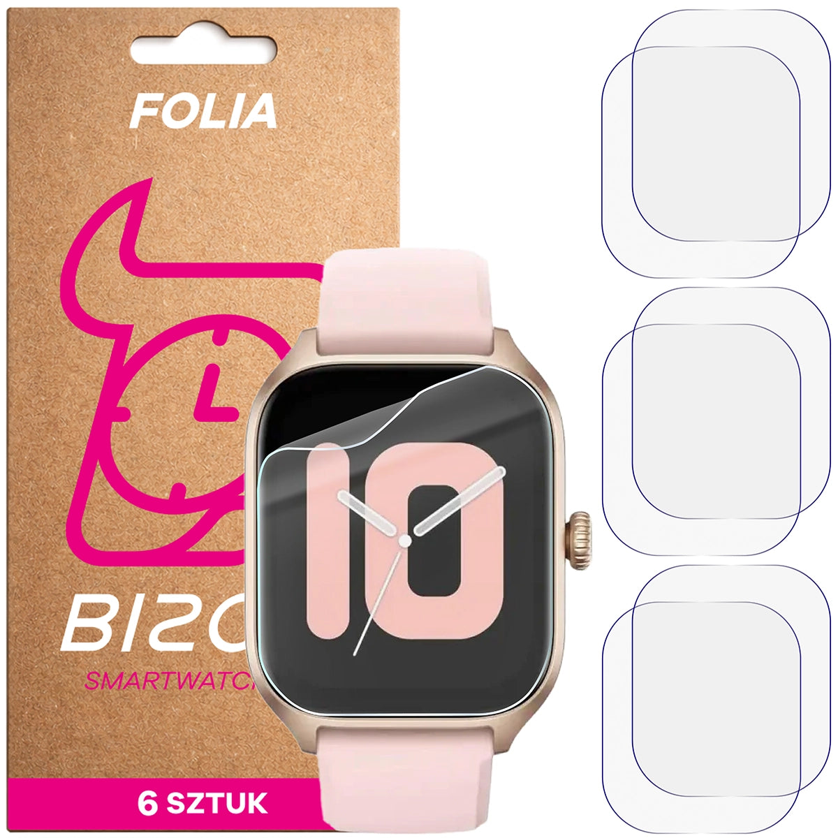 Schutzfolie für den Bildschirm für Amazfit GTS 4, Bizon Watch HydroFlex, 6 Stück