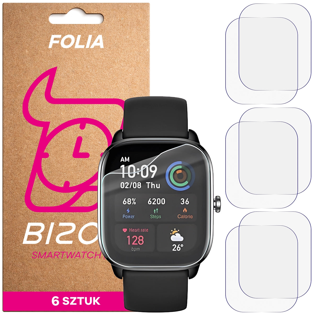 Schutzfolie für den Bildschirm für Amazfit GTS 4 Mini, Bizon Watch HydroFlex, 6 Stück