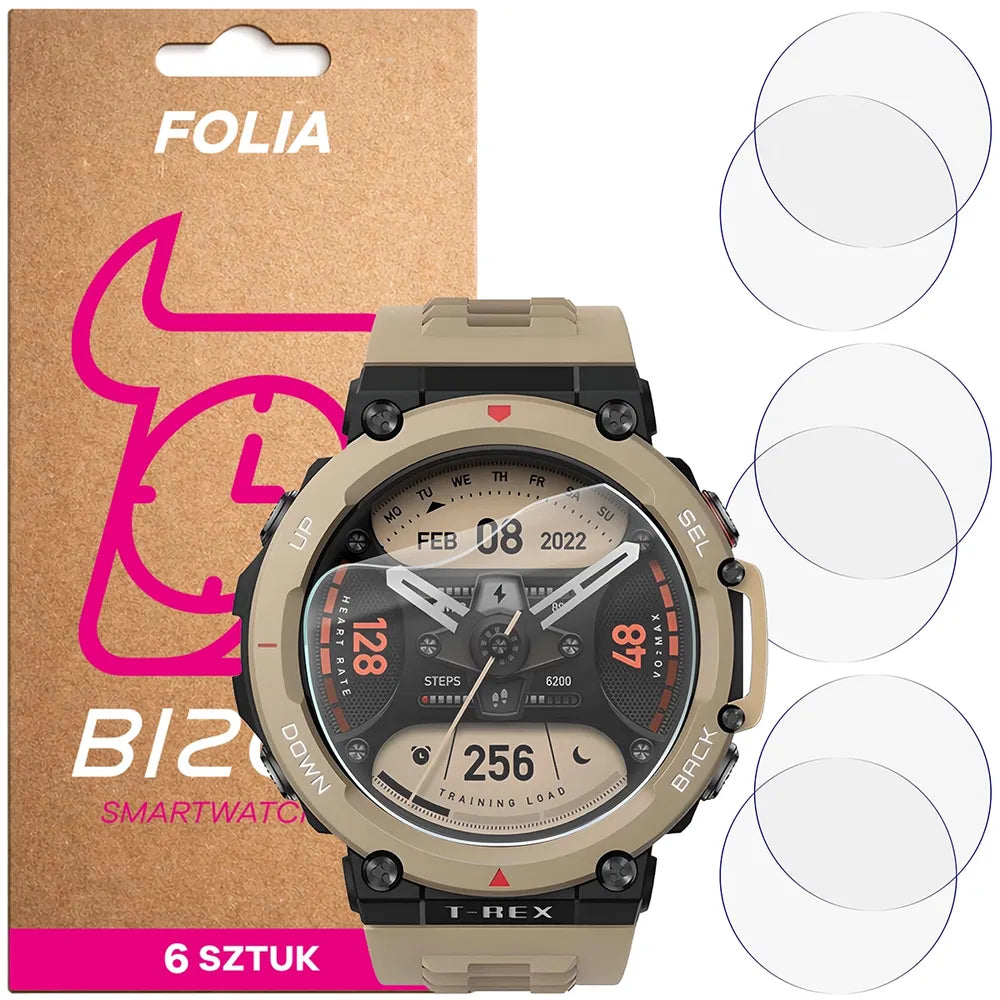 Schutzfolie für den Bildschirm für Amazfit T-Rex 2, Bizon Watch HydroFlex, 6 Stück (1/5)