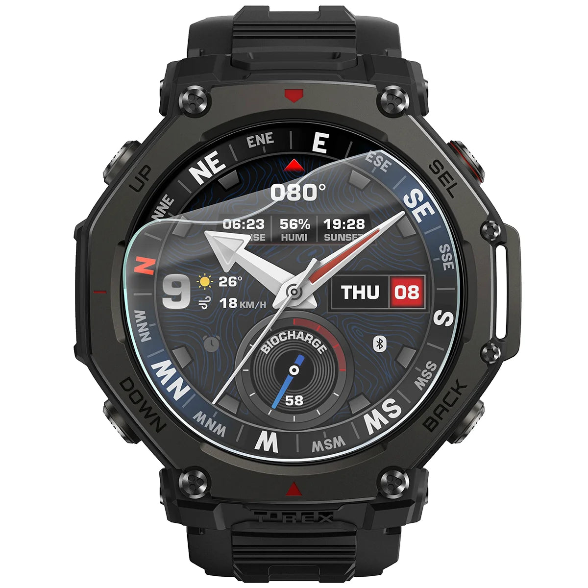 Schutzfolie für den Bildschirm für Amazfit T-Rex 3 Pro 48 mm, Bizon Watch HydroFlex, 6 Stück