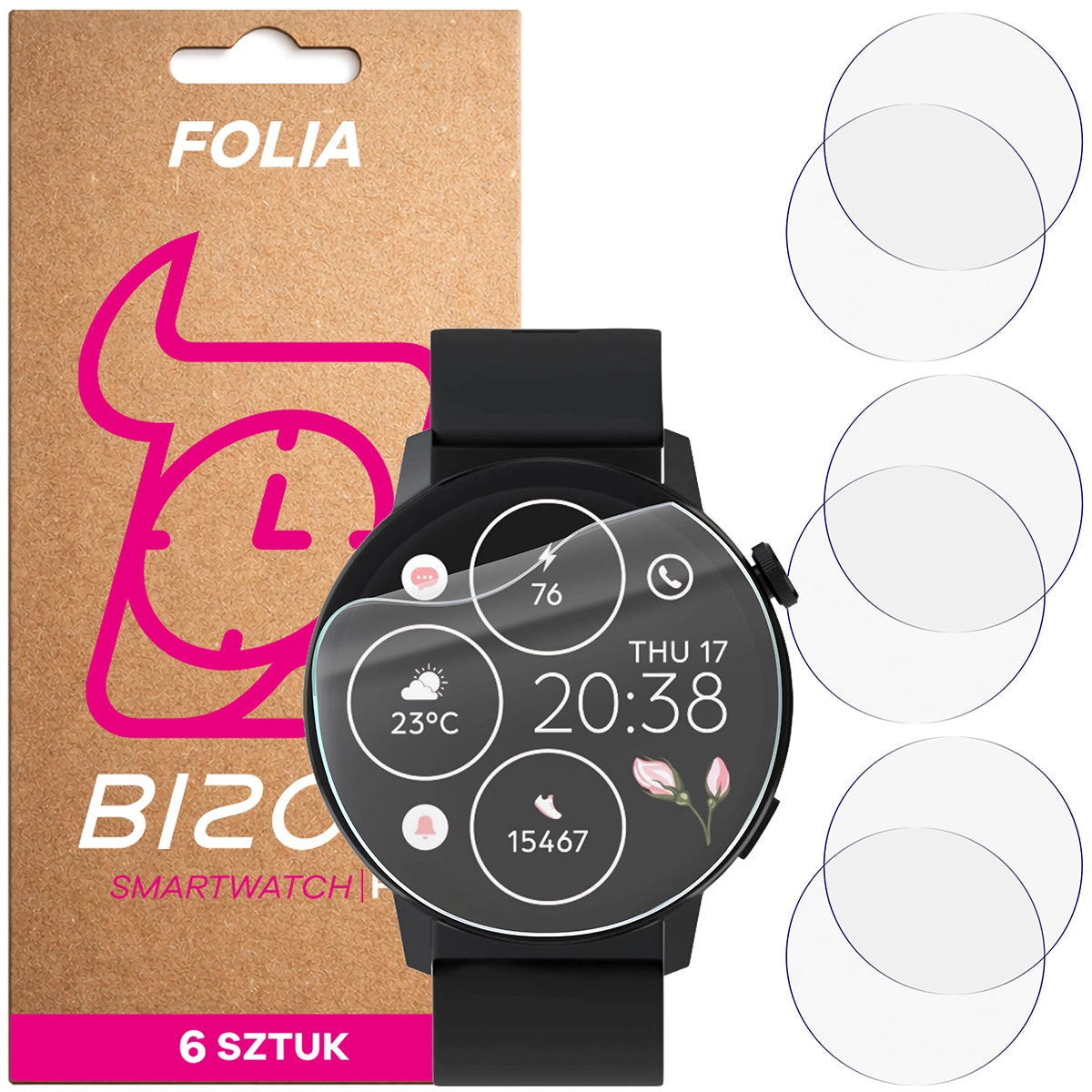 Schutzfolie für den Bildschirm für Forever Forevive 4, Bizon Watch HydroFlex, 6 Stück