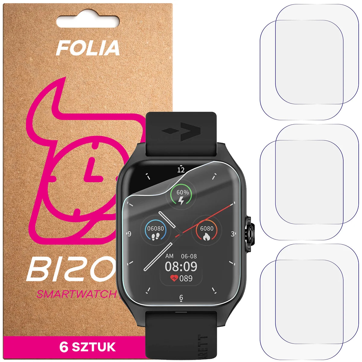 Schutzfolie für den Bildschirm für Garett GRC Activity 2, Bizon Watch HydroFlex, 6 Stück