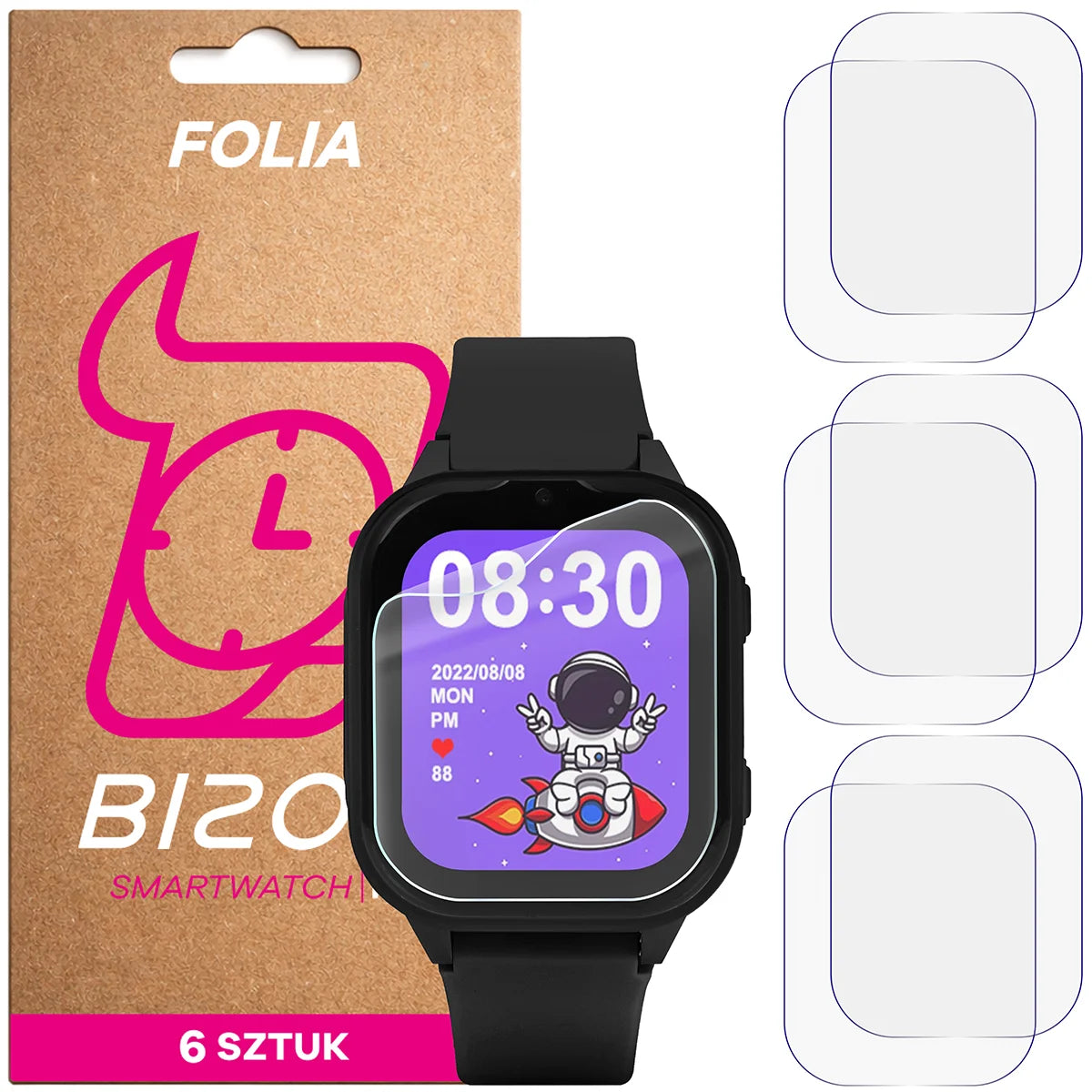 Schutzfolie für den Bildschirm für Garett Kids Sun Ultra 4G, Bizon Watch HydroFlex, 6 Stück