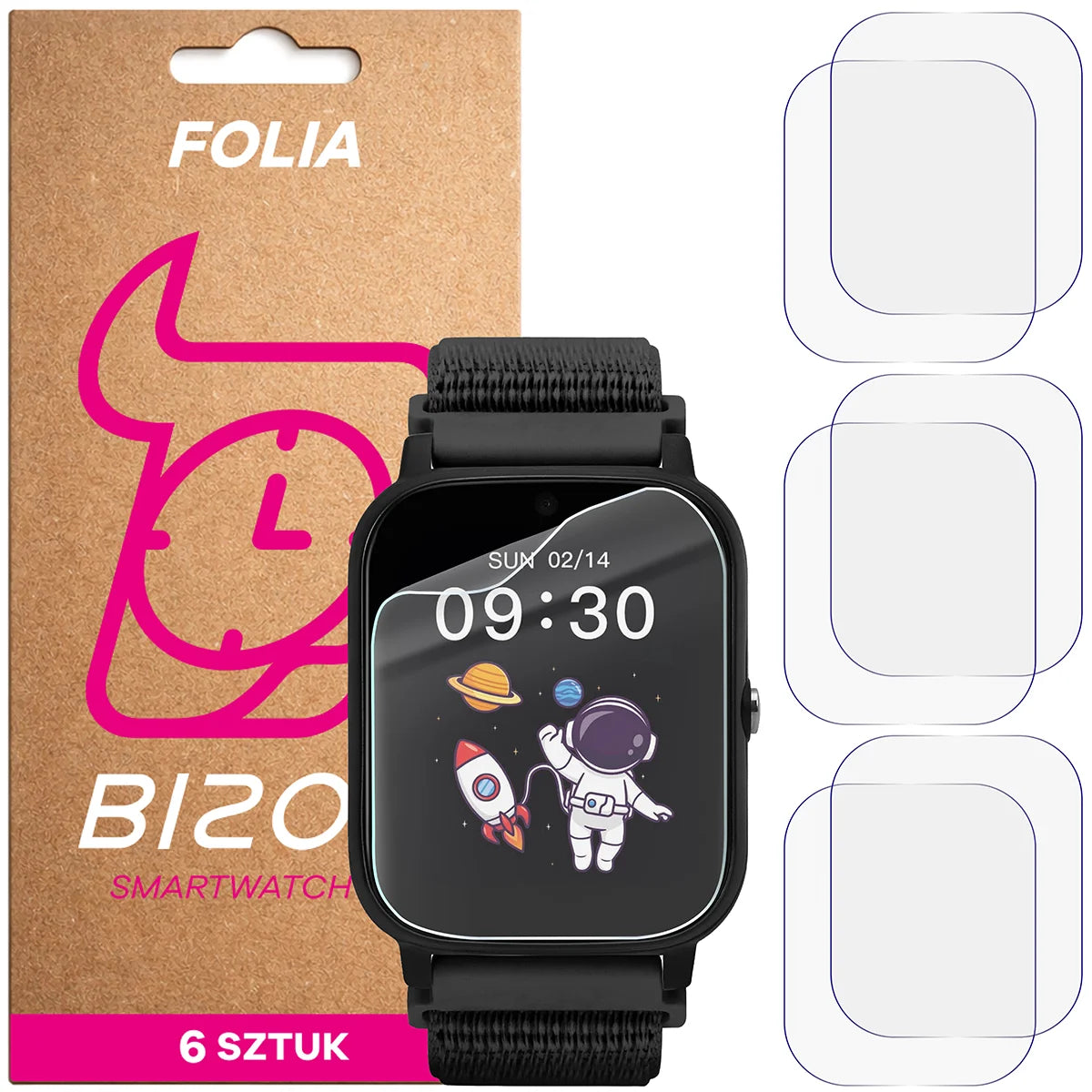 Schutzfolie für den Bildschirm für Garett Kids Tech 4G, Bizon Watch HydroFlex, 6 Stück