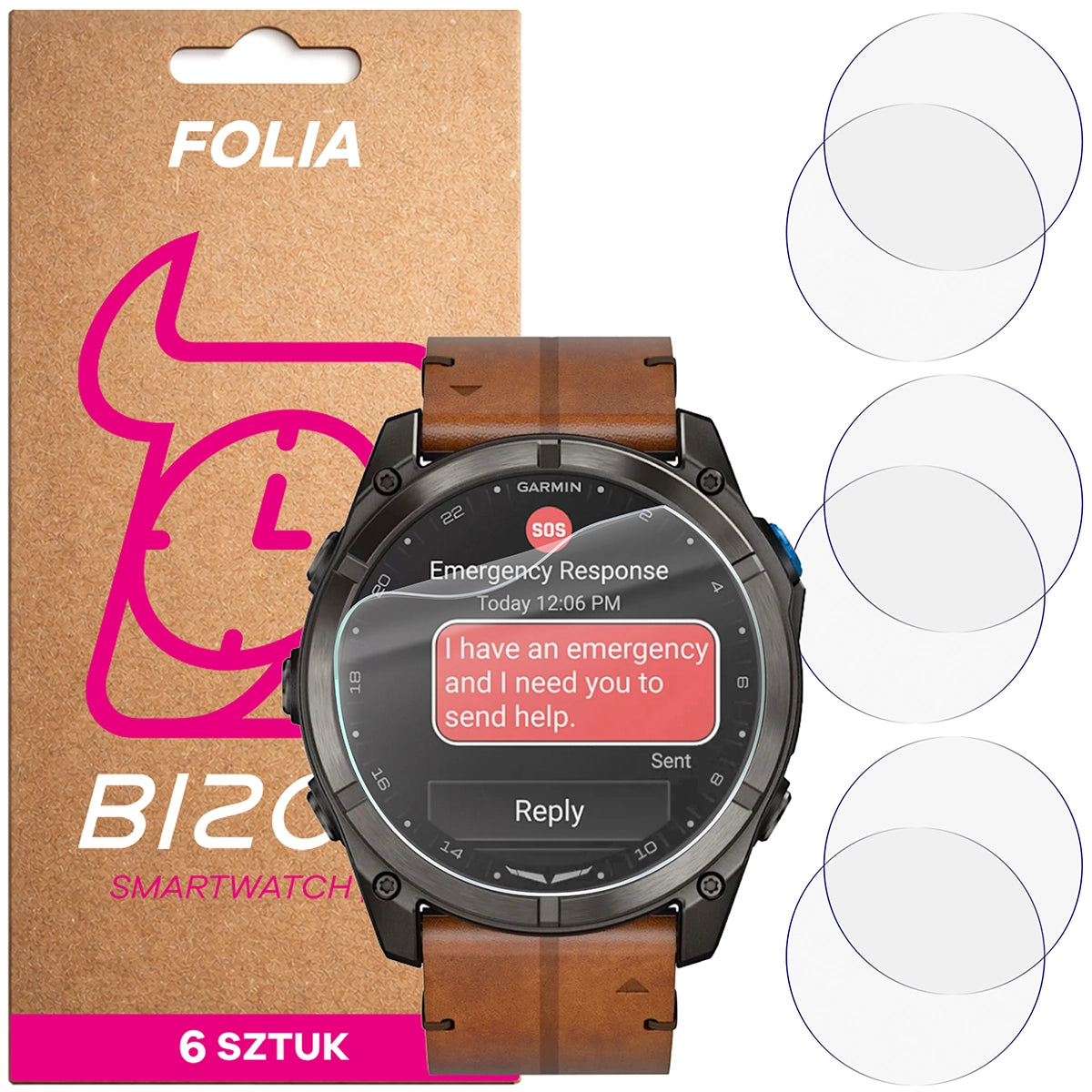 Schutzfolie für den Bildschirm für Garmin D2 Mach 2 Pro, Bizon Watch HydroFlex, 6 Stück
