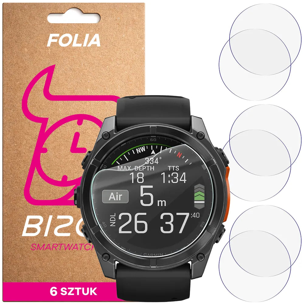Schutzfolie für den Bildschirm für Garmin Fenix 8 AMOLED (51 mm), Bizon Watch HydroFlex, 6 Stück (1/5)