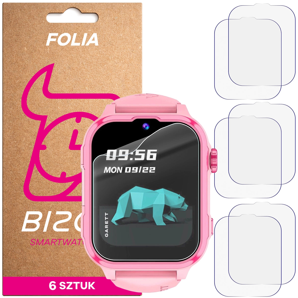 Schutzfolie für den Bildschirm für Garett Kids Hero Pro 4G, Bizon Watch HydroFlex, 6 Stück