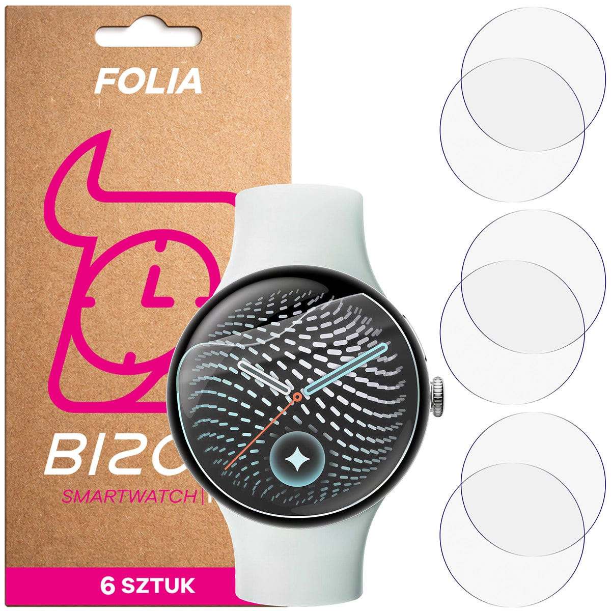 Schutzfolie für den Bildschirm für Google Pixel Watch 5 (45mm), Bizon Watch HydroFlex, 6 Stück (1/5)