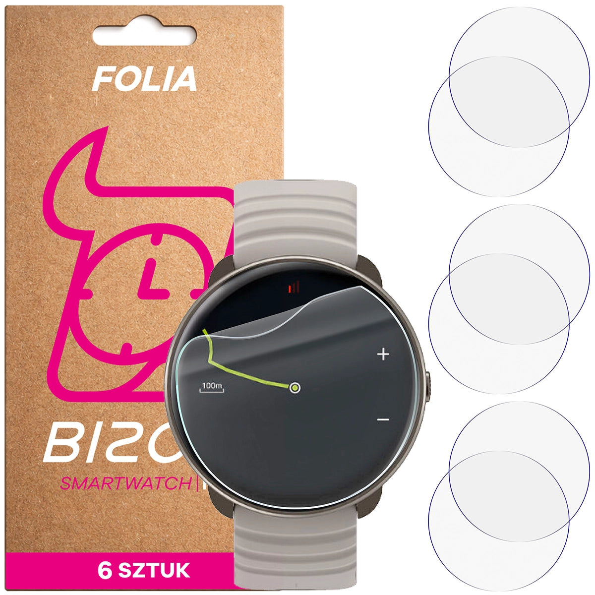 Schutzfolie für den Bildschirm für Hammer Ventus, Bizon Watch HydroFlex, 6 Stück (1/5)