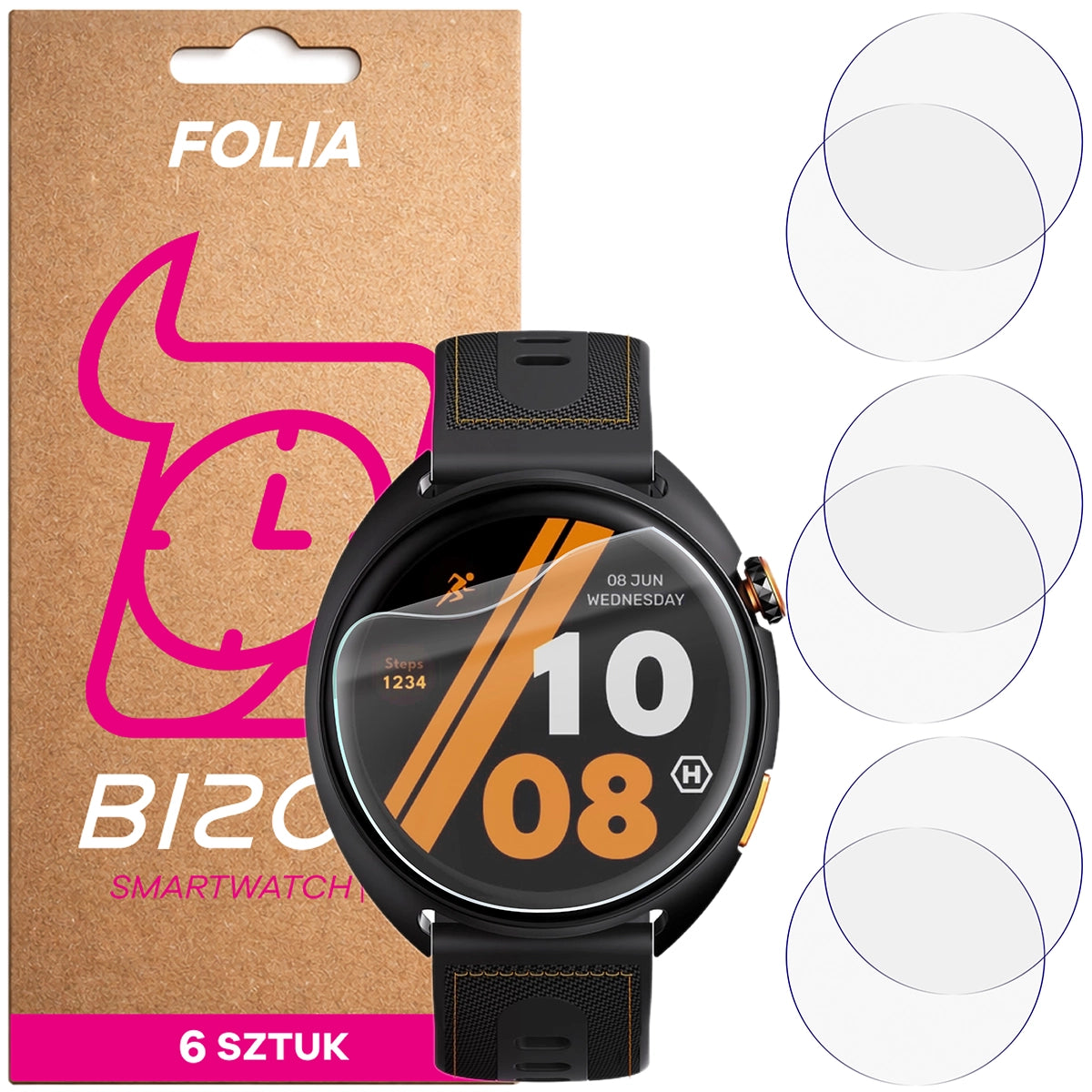 Schutzfolie für den Bildschirm für Hammer Ventus Pro, Bizon Watch HydroFlex, 6 Stück (1/5)
