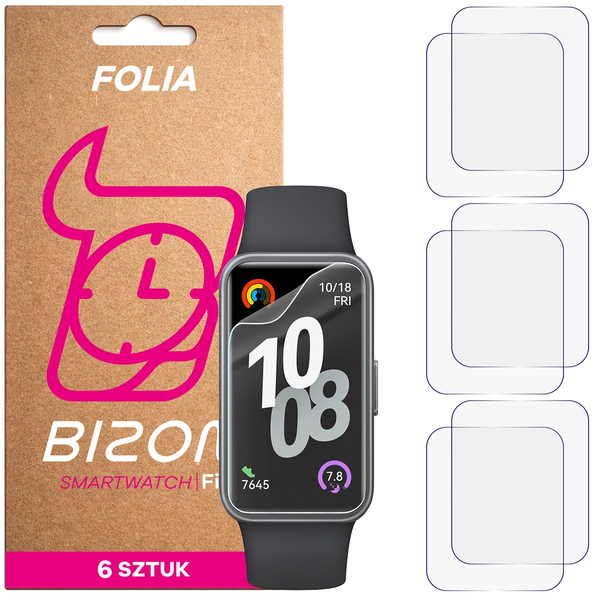 Schutzfolie für den Bildschirm für Huawei Band 10, Bizon Watch HydroFlex, 6 Stück
