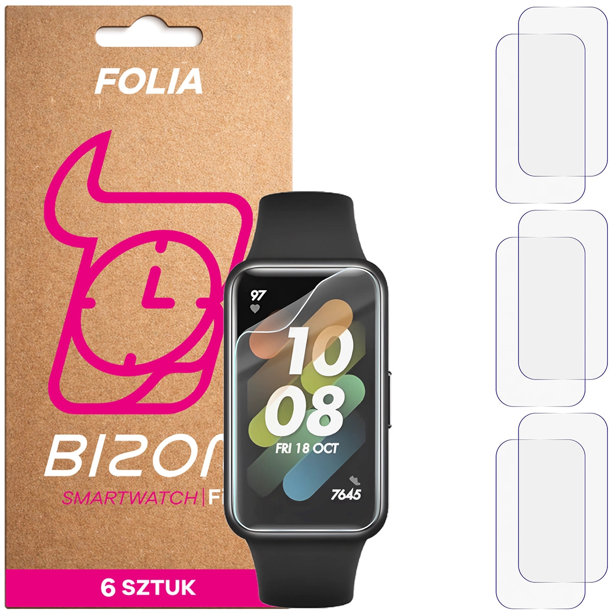 Schutzfolie für den Bildschirm für Huawei Band 7, Bizon Watch HydroFlex, 6 Stück