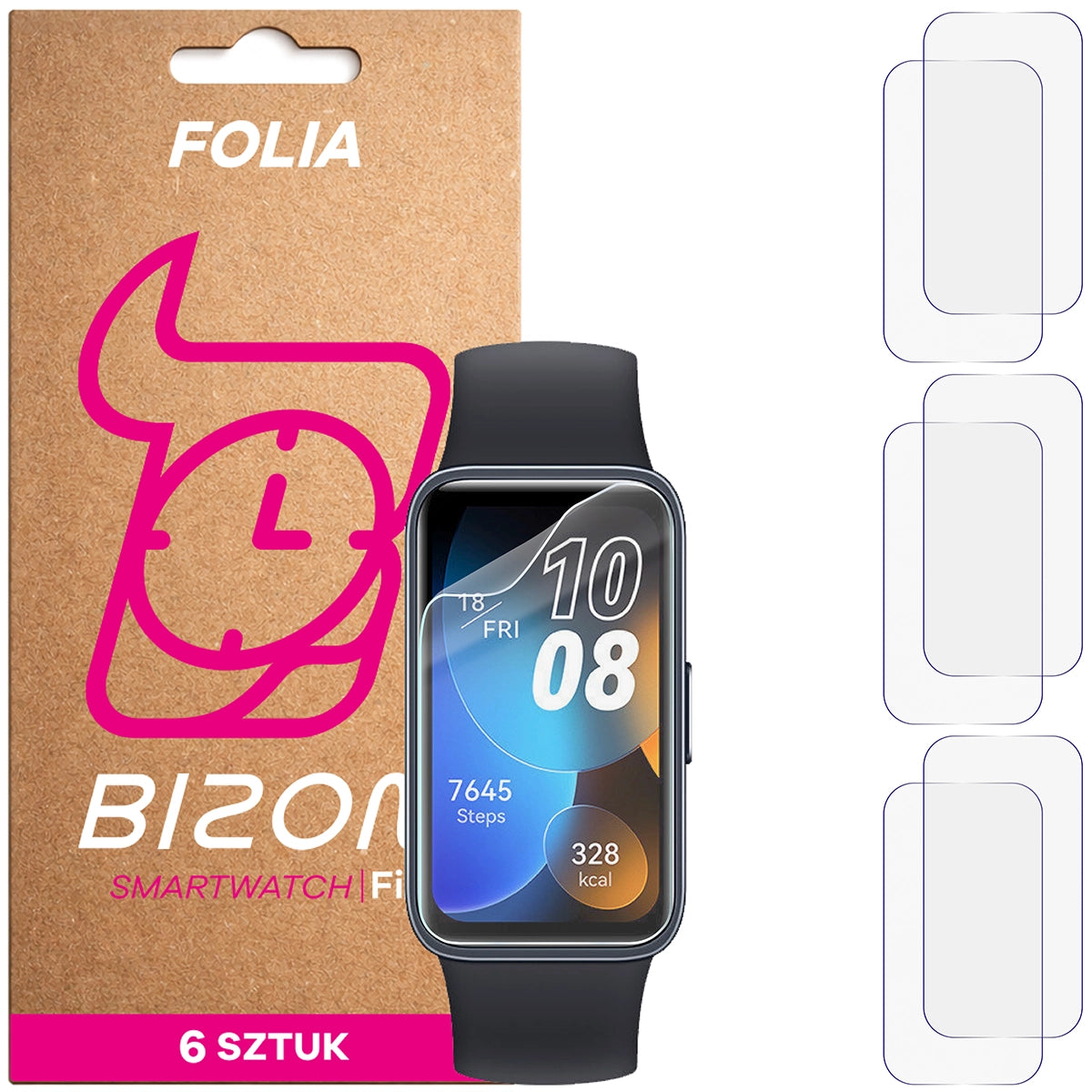 Schutzfolie für den Bildschirm für Huawei Band 8, Bizon Watch HydroFlex, 6 Stück