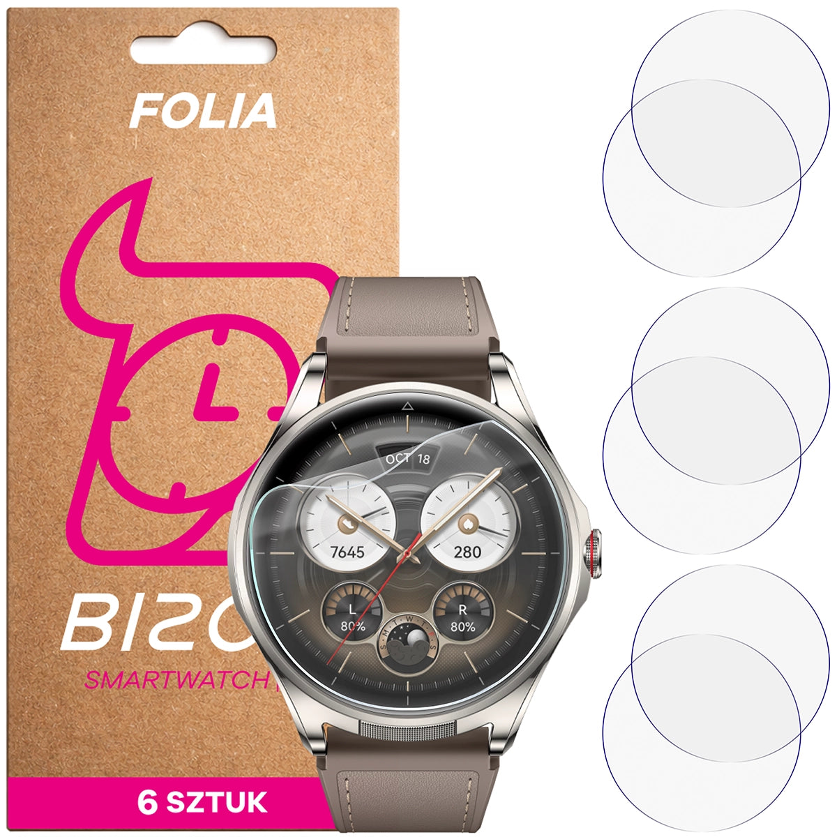 Schutzfolie für den Bildschirm für Huawei Watch Buds 2, Bizon Watch HydroFlex, 6 Stück