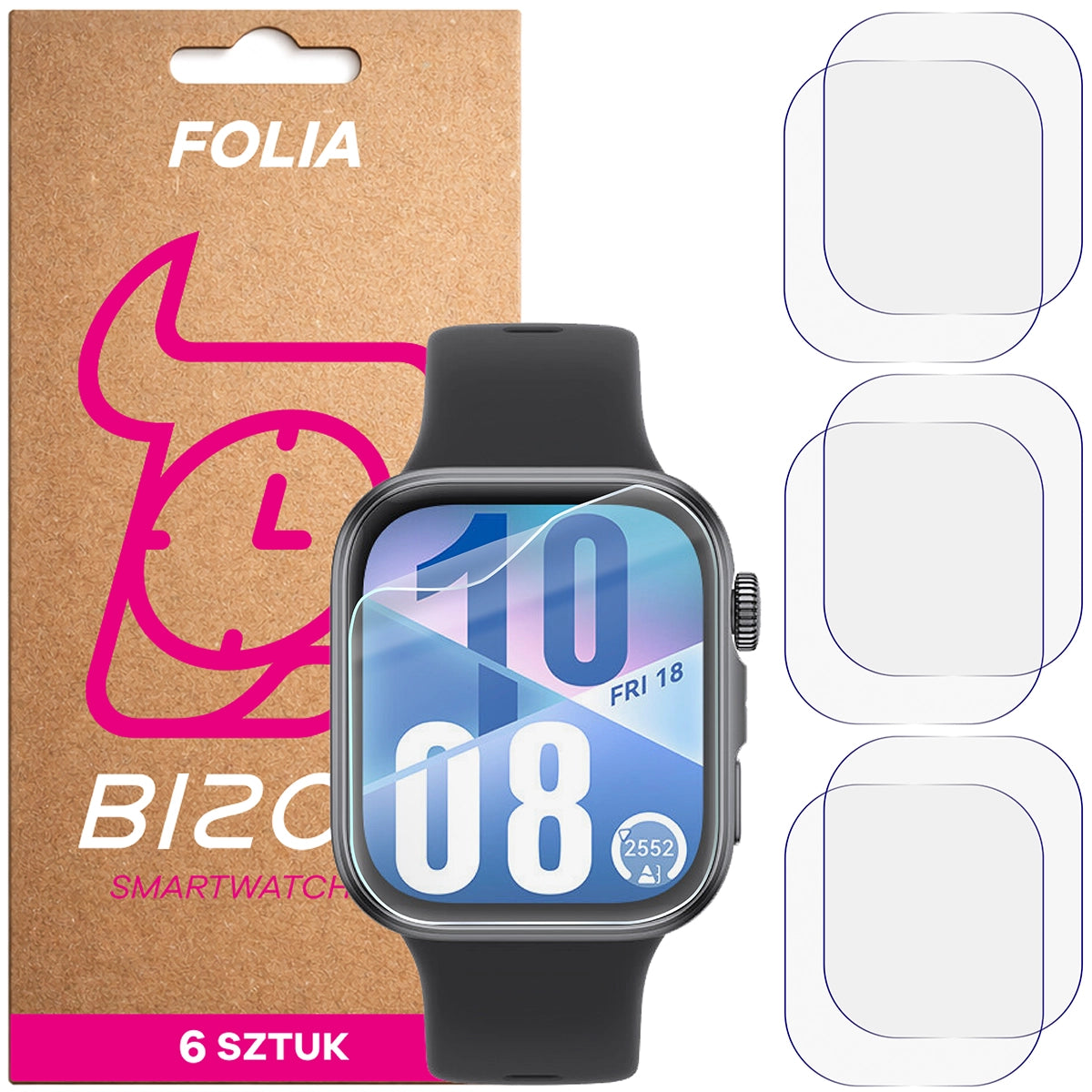 Schutzfolie für den Bildschirm für Huawei Watch Fit 4, Bizon Watch HydroFlex, 6 Stück
