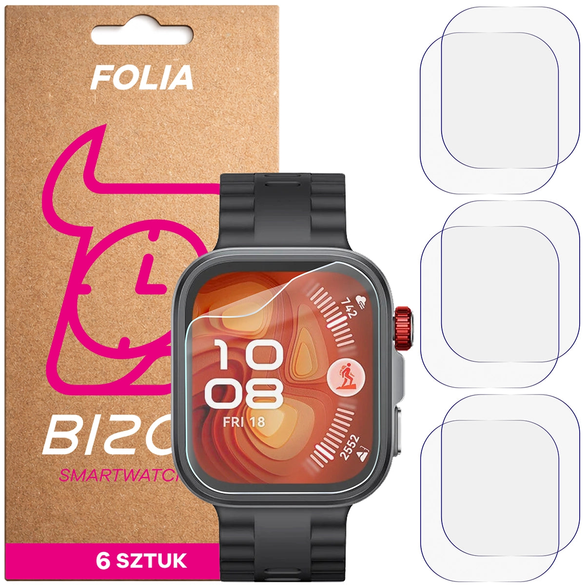 Schutzfolie für den Bildschirm für Huawei Watch Fit 4 Pro, Bizon Watch HydroFlex, 6 Stück