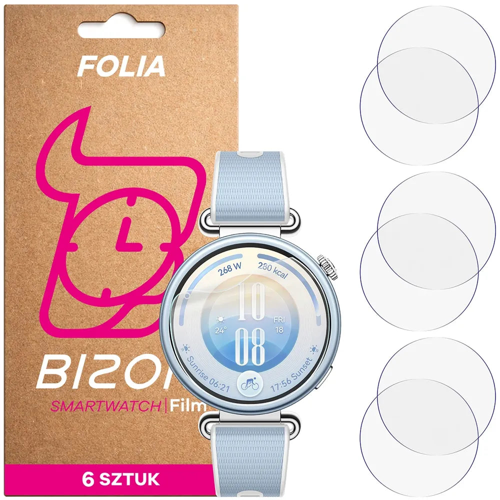 Schutzfolie für den Bildschirm für Huawei Watch GT 7 41 mm, Bizon Watch HydroFlex, 6 Stück (1/5)