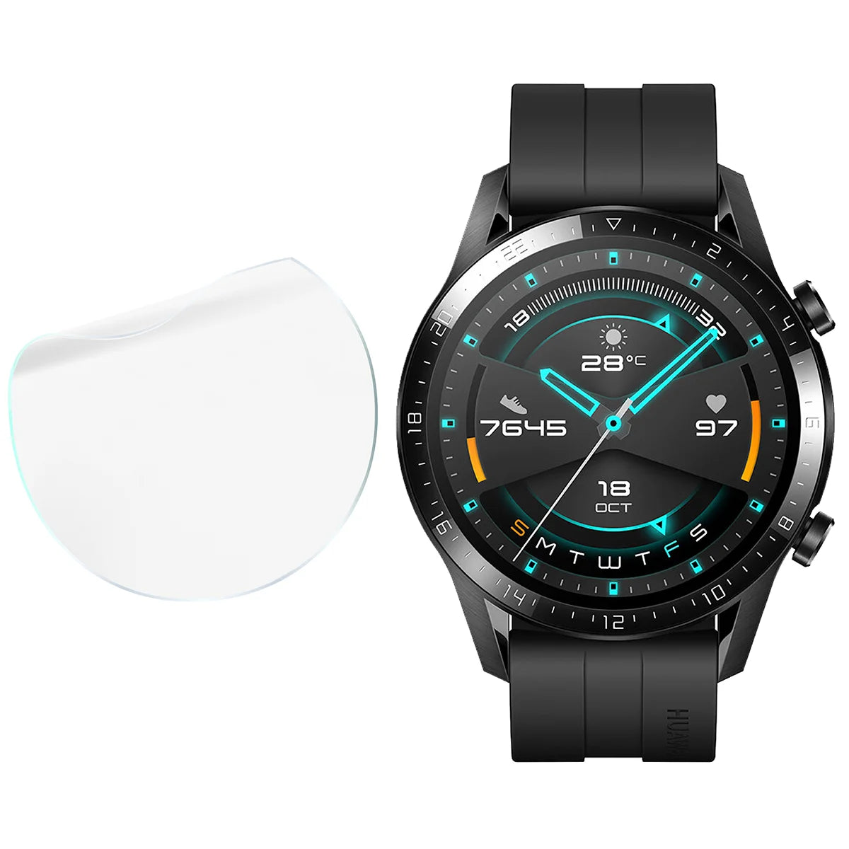 Schutzfolie für den Bildschirm für Huawei Watch GT 2 46 mm, Bizon Watch HydroFlex, 6 Stück