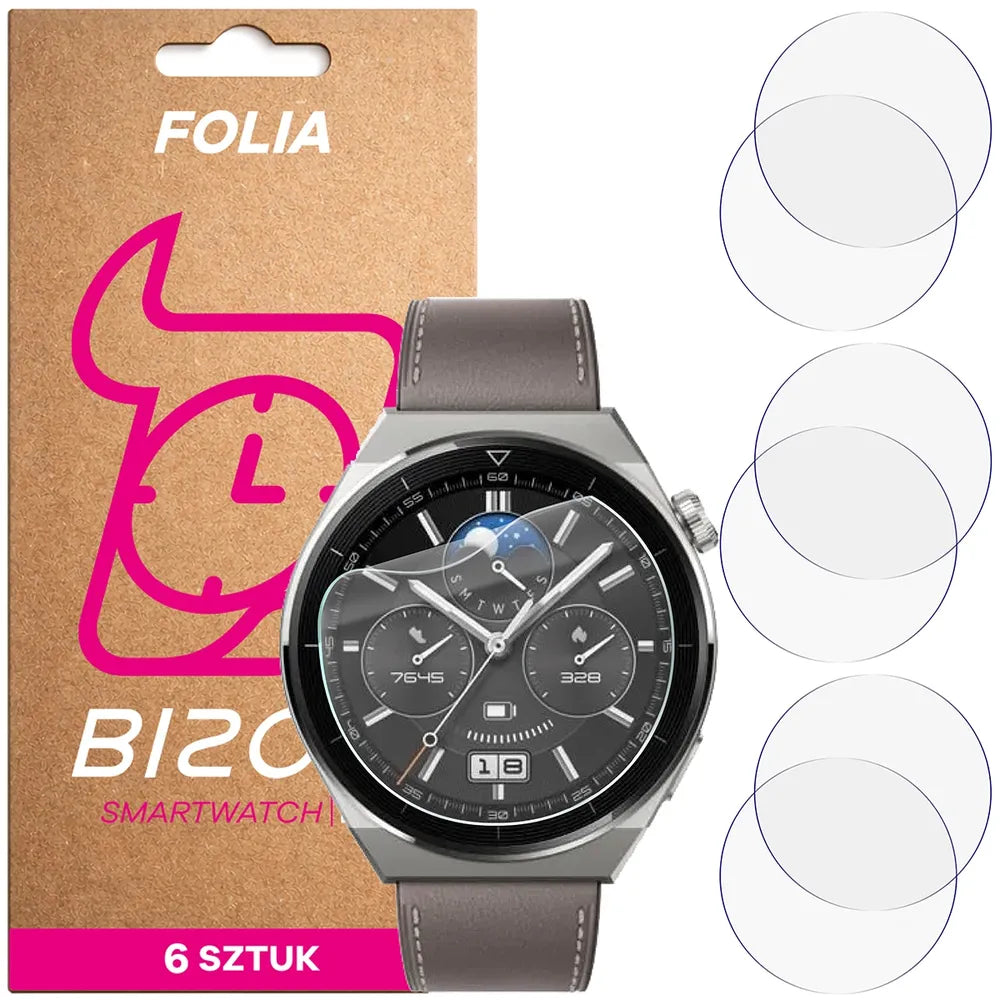 Schutzfolie für den Bildschirm für Huawei Watch GT3 Pro 46mm, Bizon Watch HydroFlex, 6 Stück (1/5)