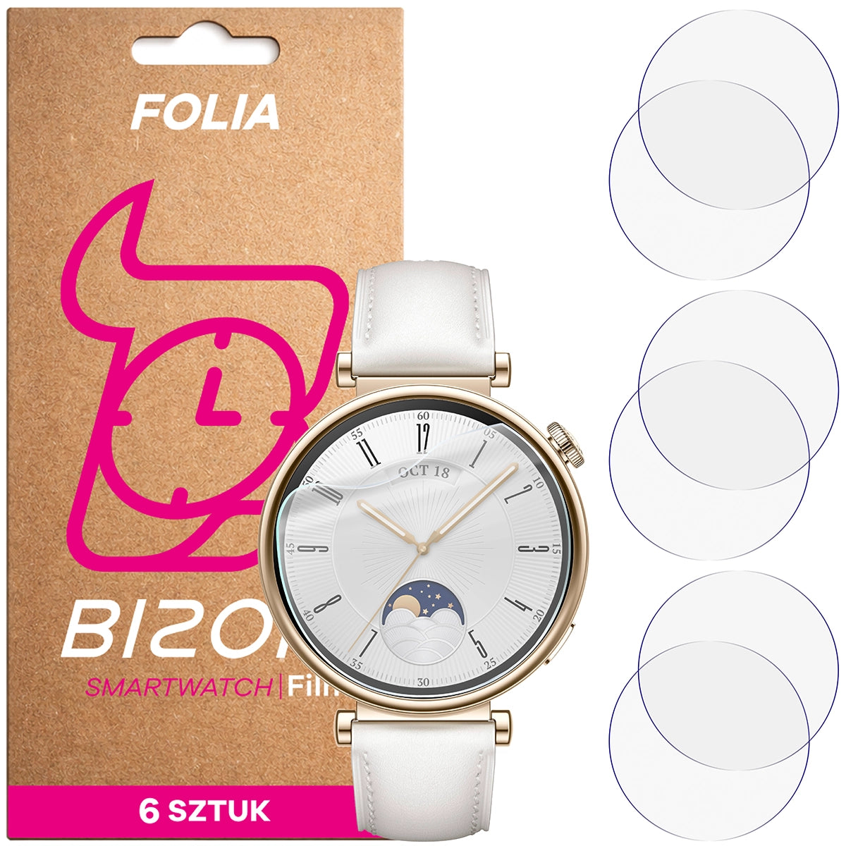 Schutzfolie für den Bildschirm für Huawei Watch GT 4 41 mm, Bizon Watch HydroFlex, 6 Stück