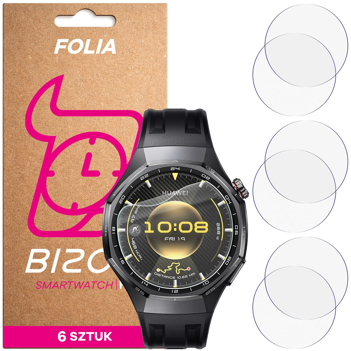 Schutzfolie für den Bildschirm für Huawei Watch GT6 Pro 46 mm, Bizon Watch HydroFlex, 6 Stück