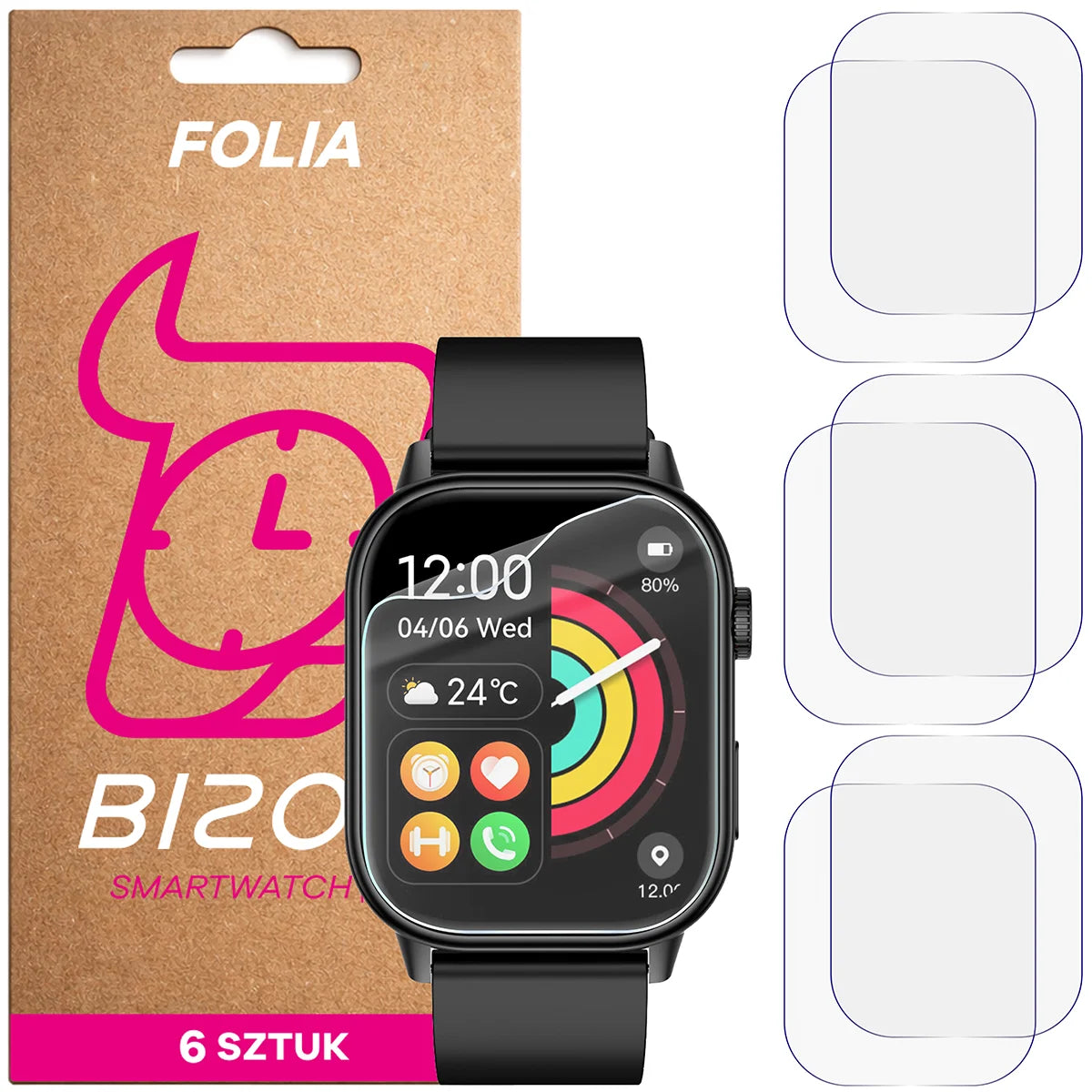 Schutzfolie für den Bildschirm für JG Smart QX17, Bizon Watch HydroFlex, 6 Stück