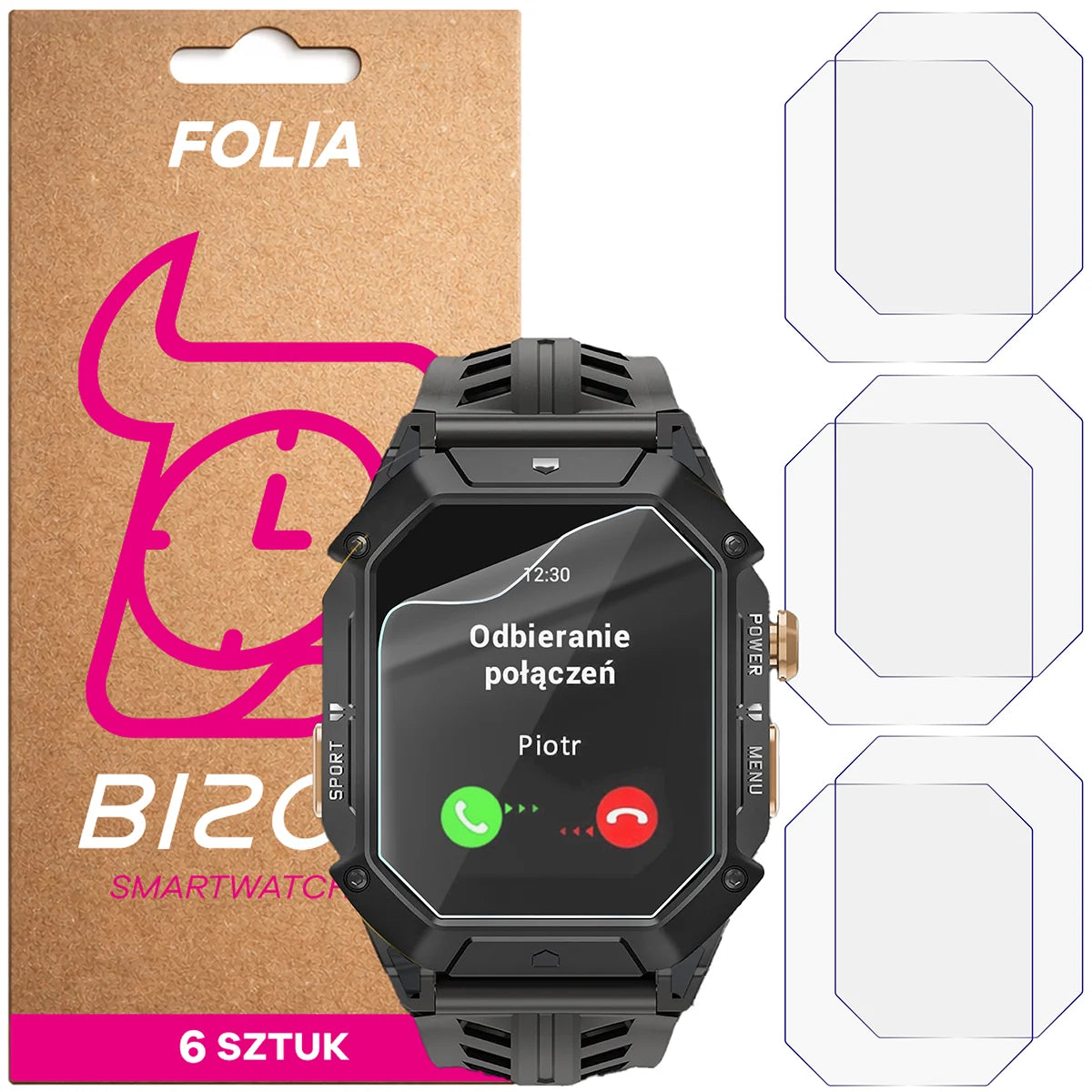 Schutzfolie für den Bildschirm für JG Smart JGS-X1, Bizon Watch HydroFlex, 6 Stück