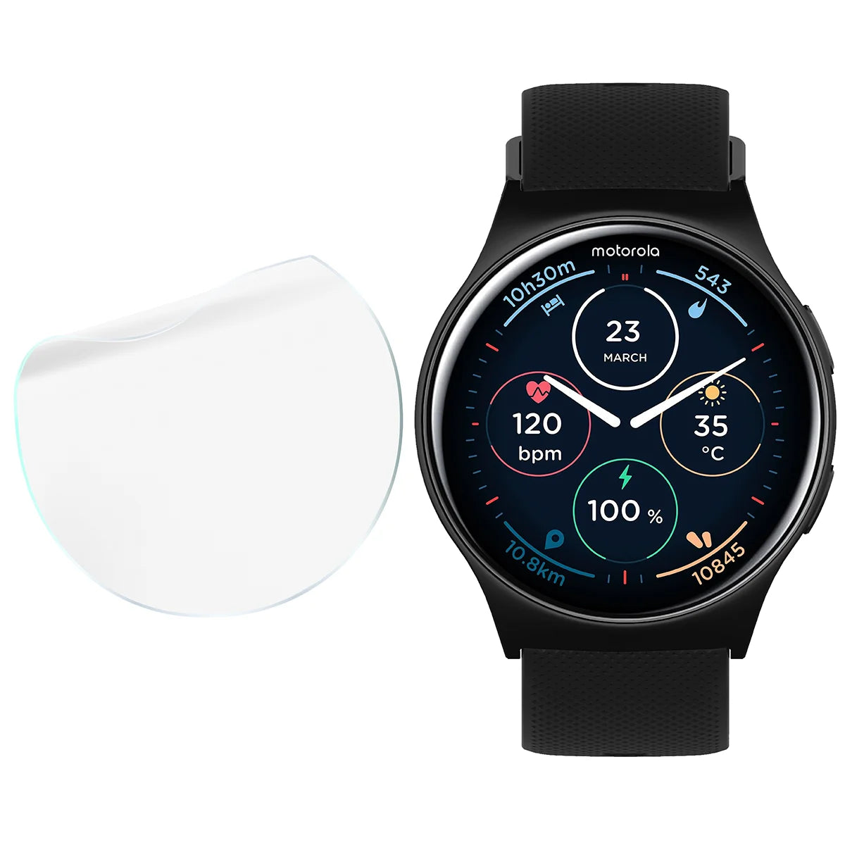 Schutzfolie für den Bildschirm für  Motorola Moto Watch 120, Bizon Watch HydroFlex, 6 Stück