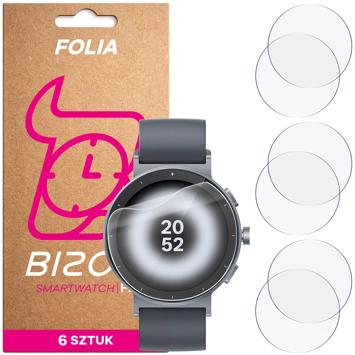 Schutzfolie für den Bildschirm für Realme Watch S5, Bizon Watch HydroFlex, 6 Stück