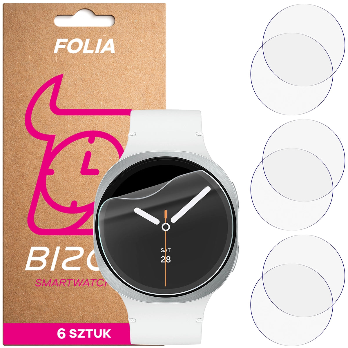 Schutzfolie für den Bildschirm für Galaxy Watch 8 / 7 / FE / 6 / 5 / 4 40 mm, Bizon Watch HydroFlex, 6 Stück