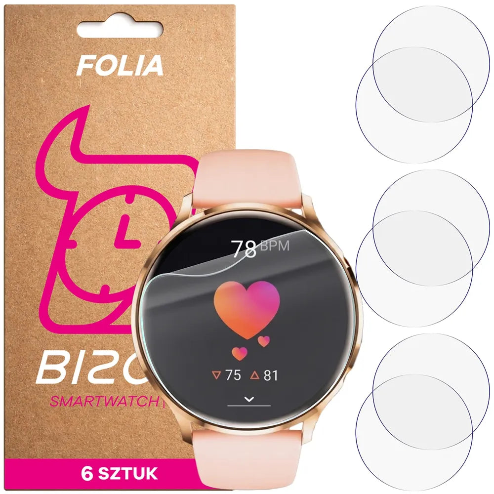 Schutzfolie für den Bildschirm für Vess Q40S, Bizon Watch HydroFlex, 6 Stück (1/5)