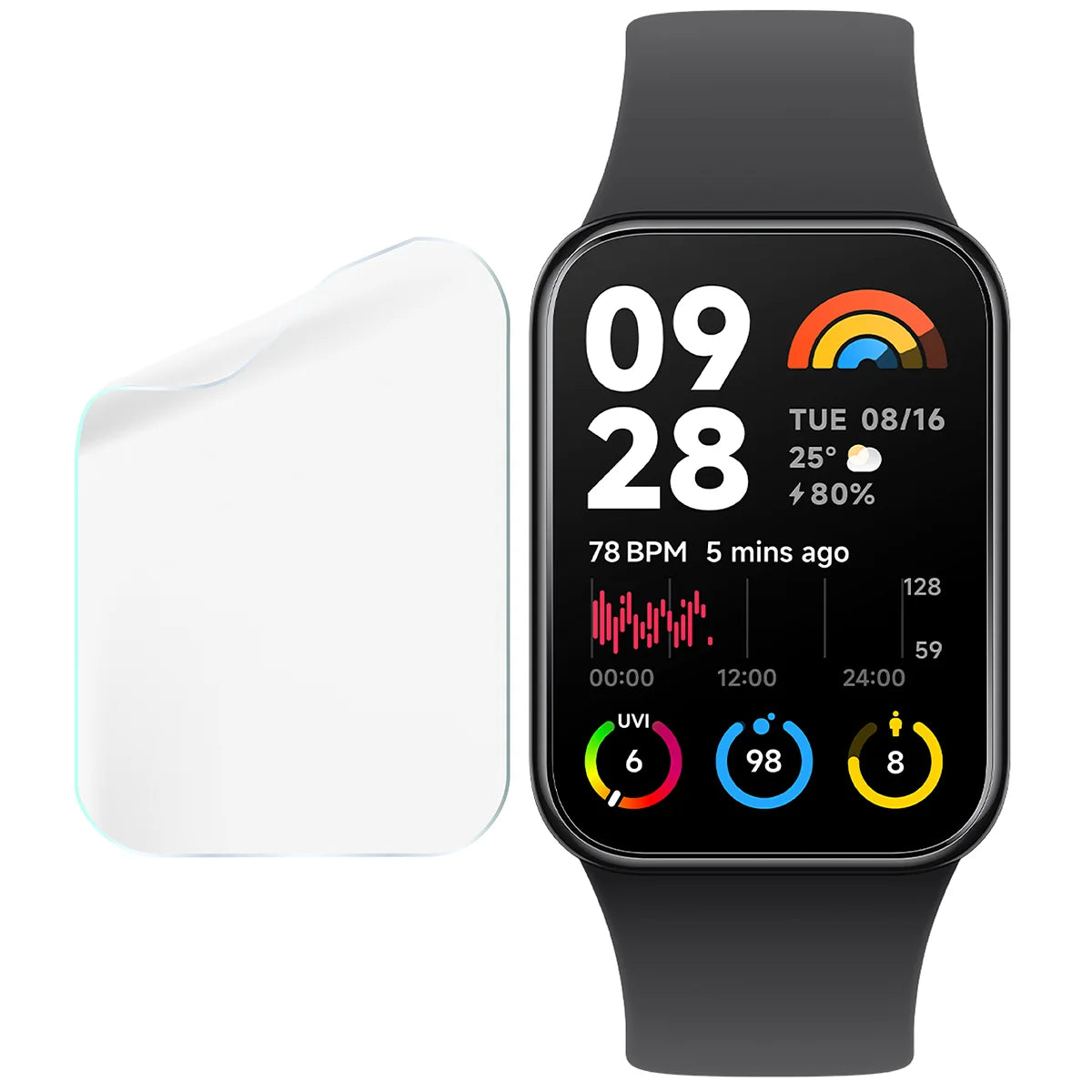 Schutzfolie für den Bildschirm für Xiaomi Mi Band 8 Pro, Bizon Watch HydroFlex, 6 Stück