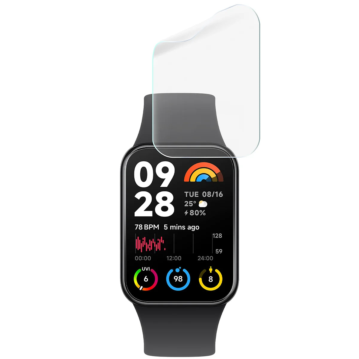 Schutzfolie für den Bildschirm für Xiaomi Mi Band 8 Pro, Bizon Watch HydroFlex, 6 Stück