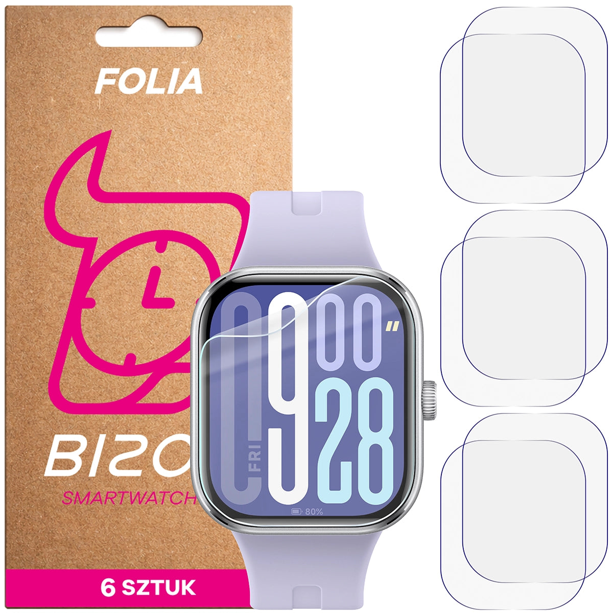 Schutzfolie für den Bildschirm für Xiaomi Redmi Watch 5, Bizon Watch HydroFlex, 6 Stück