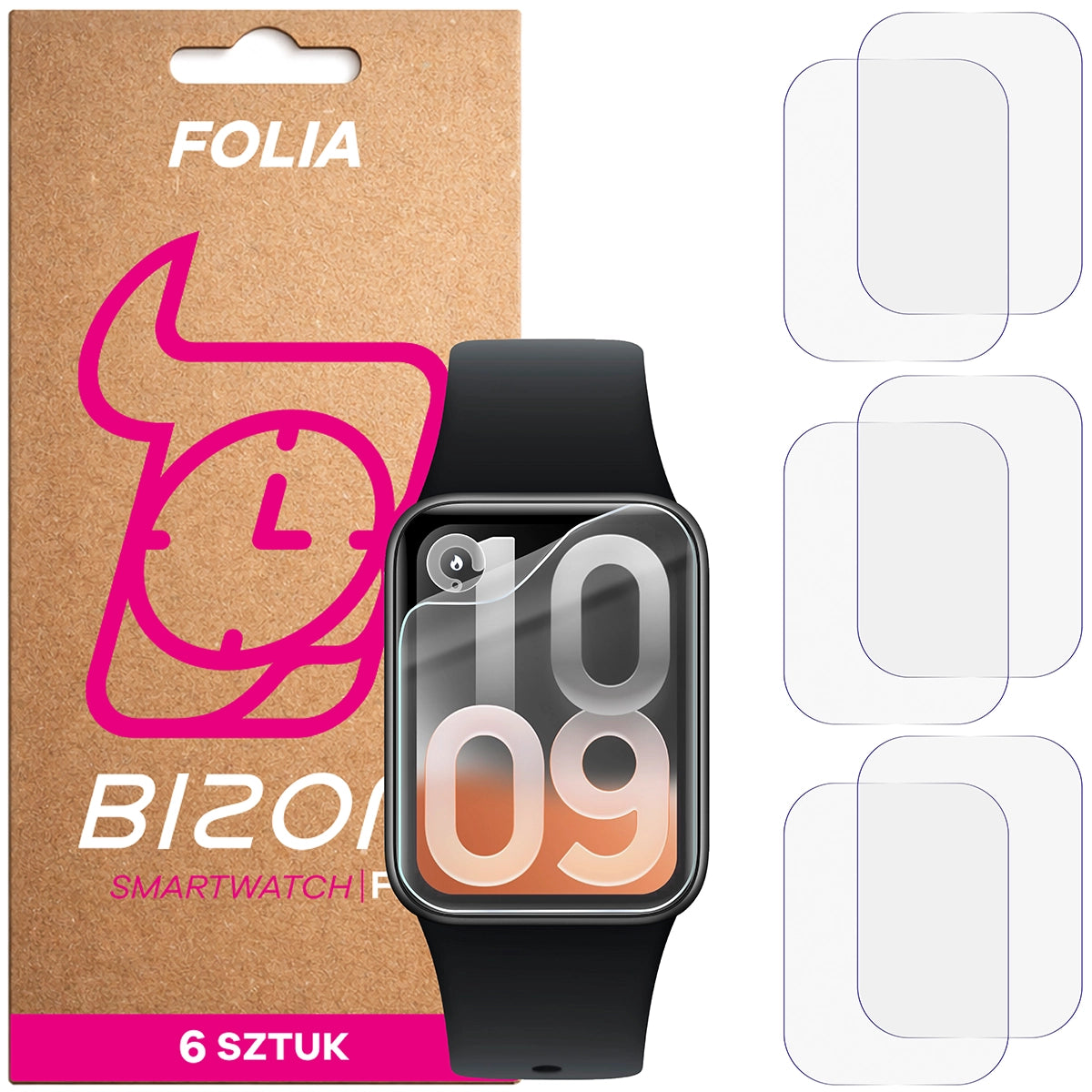 Schutzfolie für den Bildschirm für Xiaomi Smart Band 10 Pro, Bizon Watch HydroFlex, 6 Stück