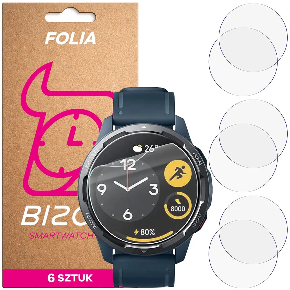 Schutzfolie für den Bildschirm für Xiaomi Watch S1 Active, Bizon Watch HydroFlex, 6 Stück (1/5)