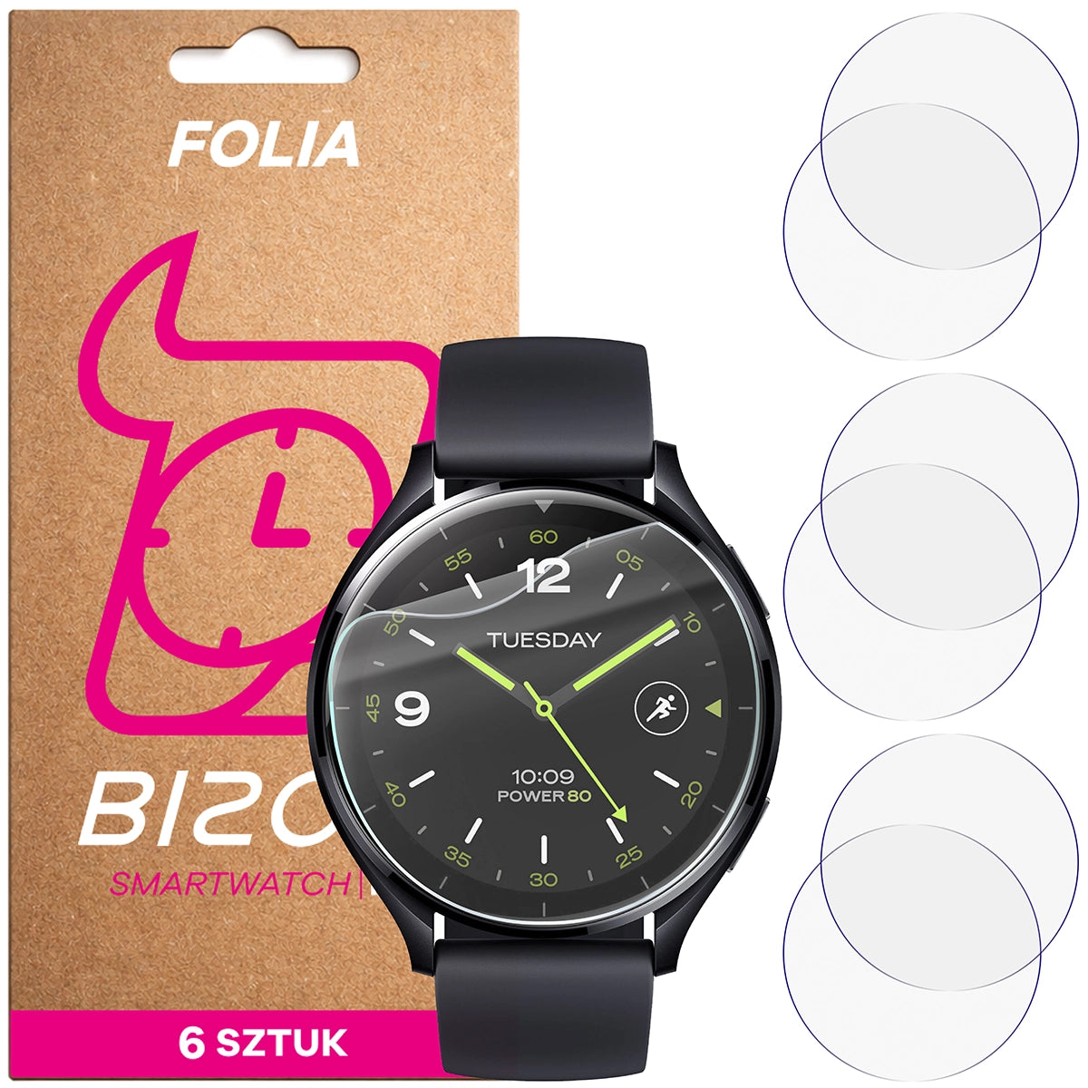 Schutzfolie für den Bildschirm für Xiaomi Watch 2, Bizon Watch HydroFlex, 6 Stück