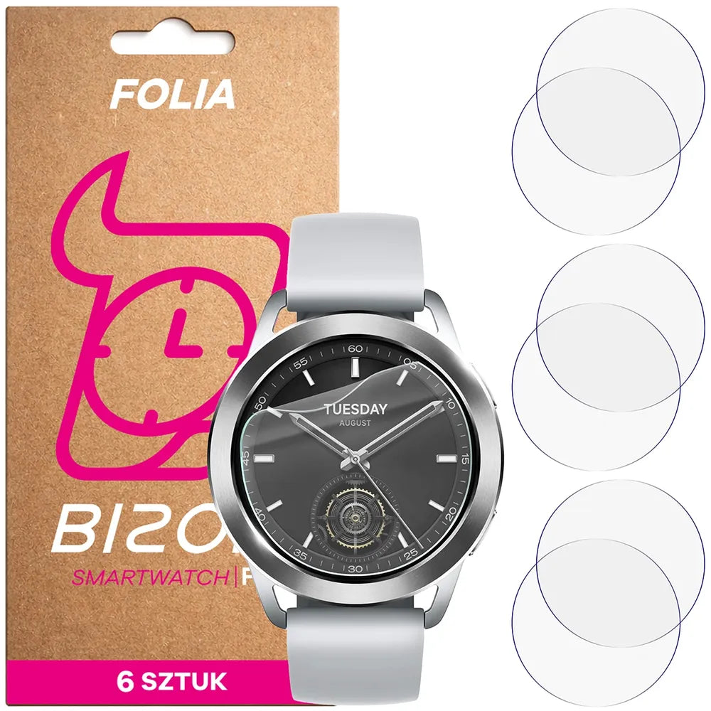 Schutzfolie für den Bildschirm für Xiaomi Watch S3 47mm, Bizon Watch HydroFlex, 6 Stück (1/5)