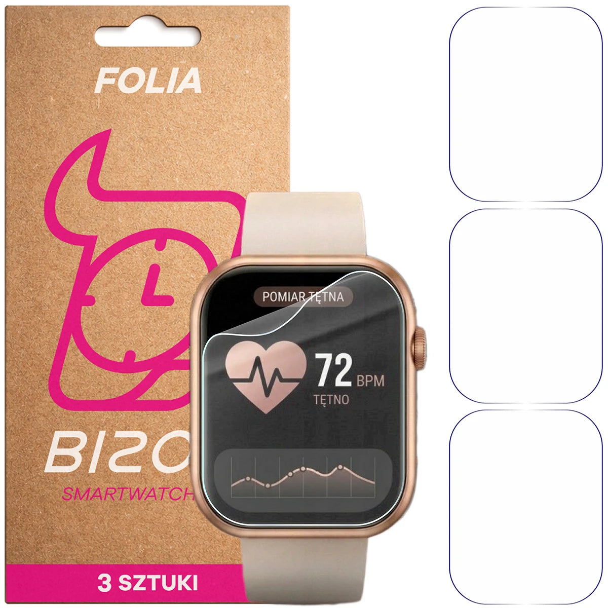 Schutzfolie für den Bildschirm für Vess K7Pro, Bizon Watch HydroFlex, 3 Stück (1/5)