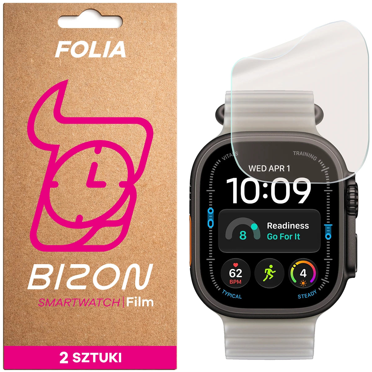 Matte Folie für Apple Watch Ultra 4 49mm, Bizon Watch Film Matte Duo, 2 Stück (1/5)