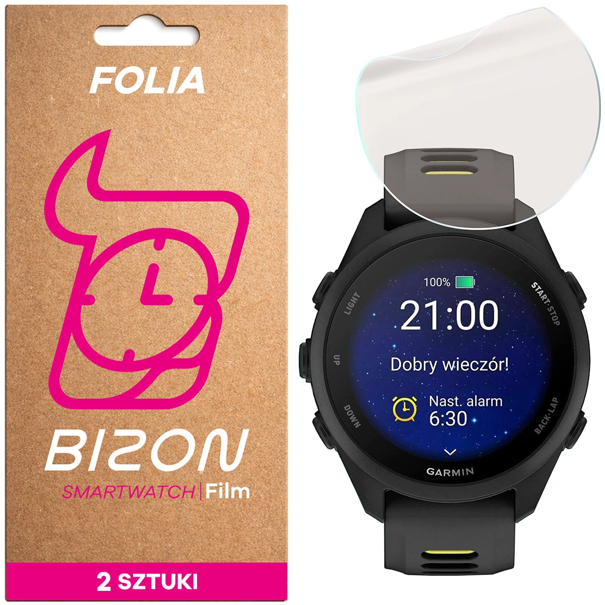 Matte Folie für Garmin Forerunner 170, Bizon Watch Film Matte Duo, 2 Stück