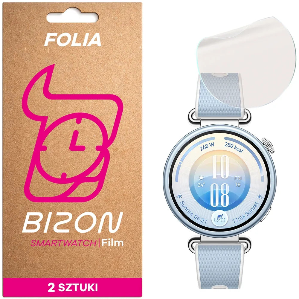 Matte Folie für Huawei Watch GT 7 41 mm, Bizon Watch Film Matte Duo, 2 Stück (1/5)