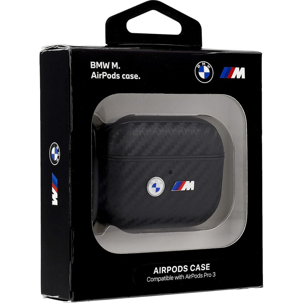 Hülle für AirPods Pro 3, BMW M Carbon Metal Logo, Schwarz Karbon