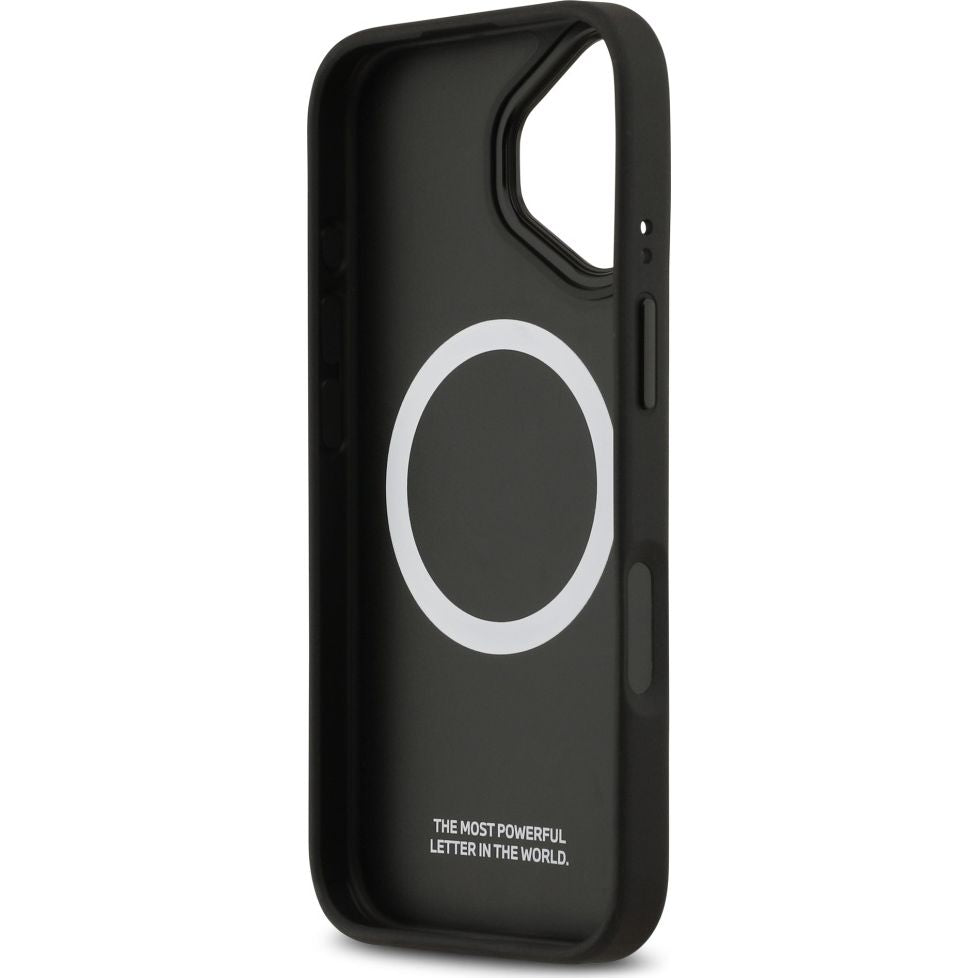 Handyhülle für iPhone 17, BMW M Carbon Line & Logo mit MagSafe, Schwarz mit roter Linie