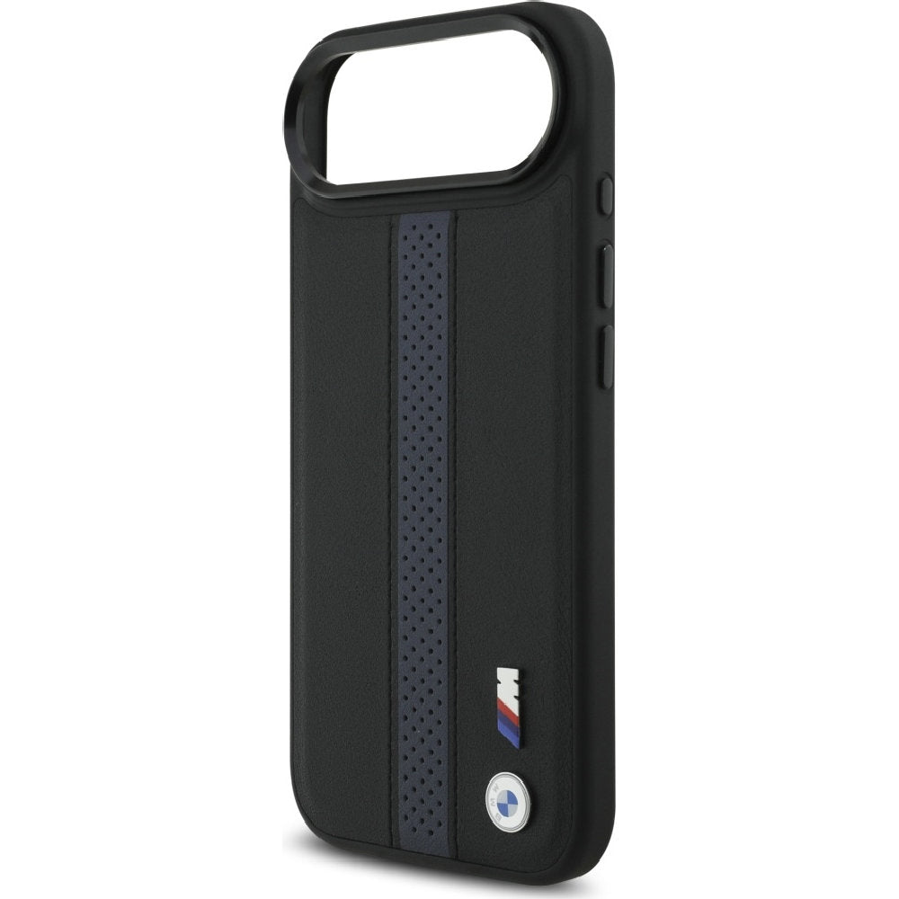 Handyhülle für iPhone Air, BMW Hardcase Perforated Stripe Logo mit MagSafe, Schwarz und Blau